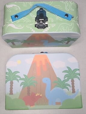 Mud Pie Dinosaur Mini Suitcase Storage Cases with Metal Latches - Set of 2